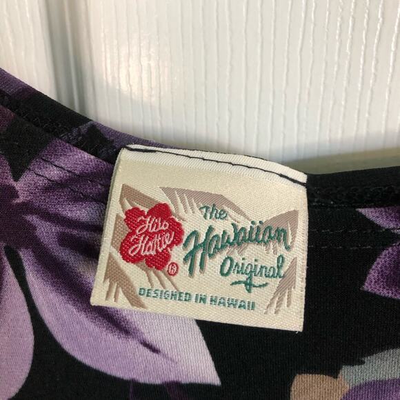 The Hawaiian Original Hilo Hattie Short Sleeve Blouse Purple Florals Size Large - Picture 2 of 3